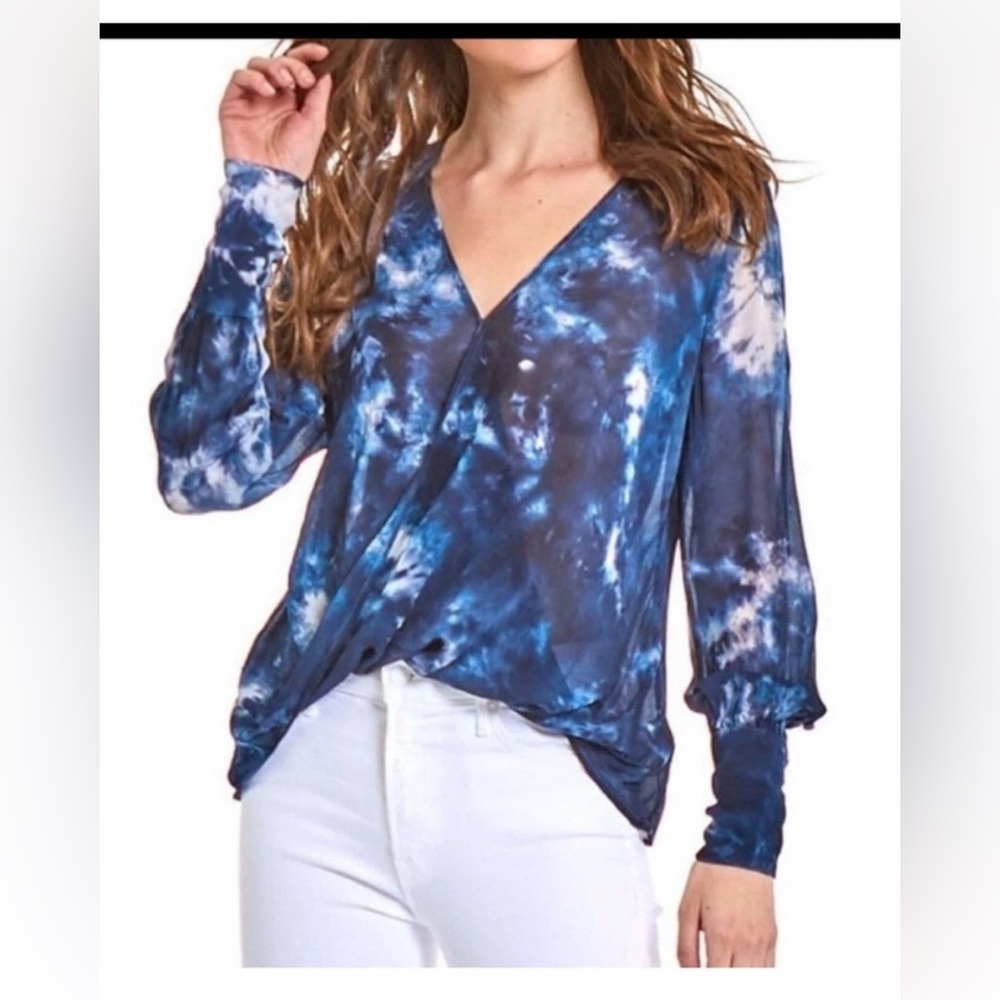 Young, Fabulous & Broke Jonnie Tie Dye Long Cuffed Sleeve Drape Blouse Size S
